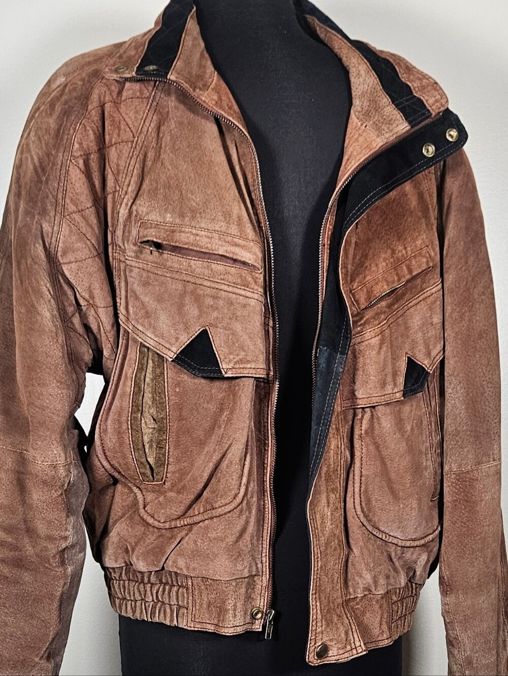 Men's Ash Creek Trading Vintage Leather Bomber Jacket Broken In Marlboro Man M